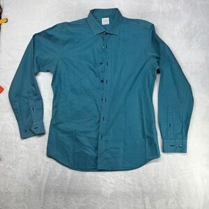 Camicissima Milano Non-Iron Extra Slim Dress Shirt Mens Teal Classic Formal - 16